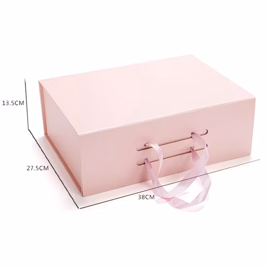 Rigid Paper Tote Portable Flip Folding Clothing Shoes Box with Magnetic Lid